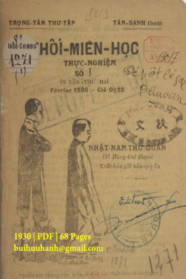 Thôi Miên Học Thực Nghiệm Số 1 (NXB Nhật Nam 1930) - Tân Sanh, 68 Trang