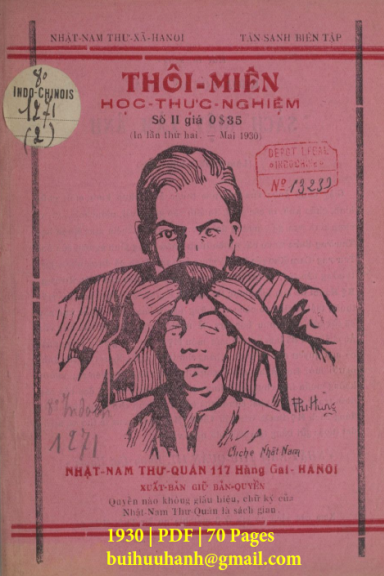 Thôi Miên Học Thực Nghiệm Số 2 (NXB Nhật Nam 1930) - Tân Sanh, 70 Trang