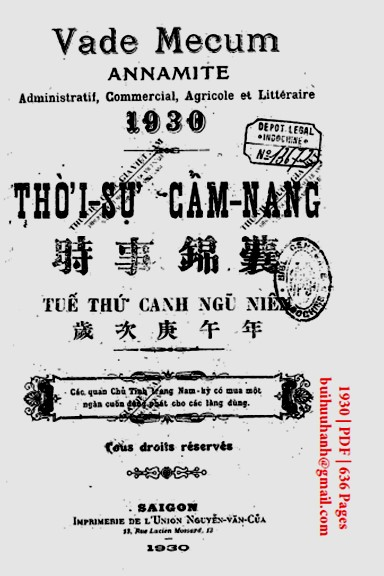 Thời Sự Cẩm Nang Tuế Thứ Canh Ngũ Niên (NXB Nguyễn Văn Của 1930) - Nhiều Tác Giả, 636 Trang