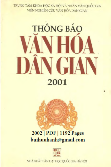 Thông Báo Văn Hóa Dân Gian 2001 (NXB Đại Học Quốc Gia 2002) - Ngô Đức Thịnh, 1192 Trang