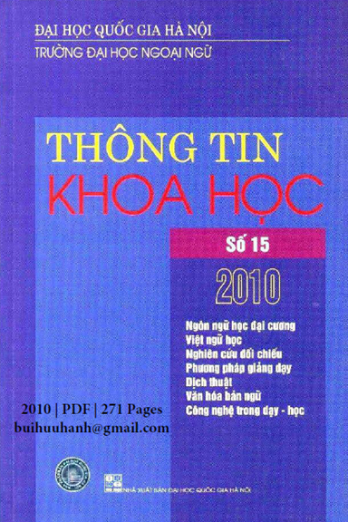 Thông Tin Khoa Học 2010-15 (NXB Đại Học Quốc Gia 2010) - Võ Đại Quang, 271 Trang