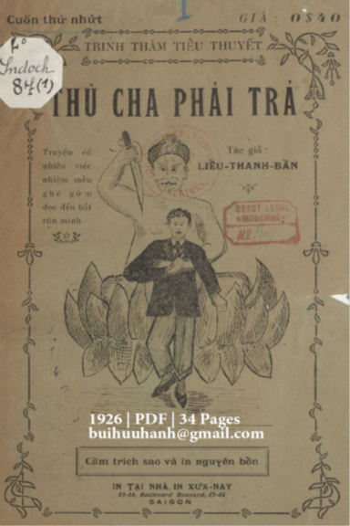Thù Cha Phải Trả Cuốn 1 (NXB Xưa Nay 1926) - Liểu Thanh Bần, 34 Trang