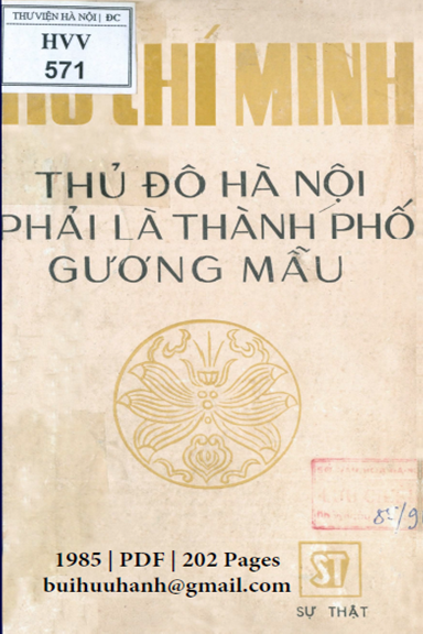 Thủ Đô Hà Nội Phải Là Thành Phố Gương Mẫu (NXB Sự Thật 1985) - Hồ Chí Minh, 202 Trang