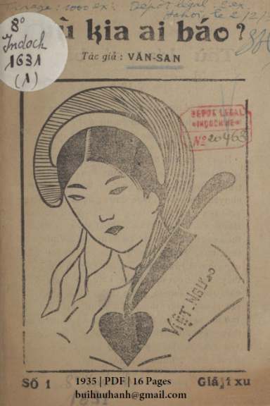 Thù Kia Ai Báo Số 1 (NXB Thực Nghiệp 1935) - Văn San, 16 Trang