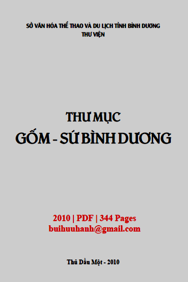 Thư Mục Gốm Sứ Bình Dương (NXB Bình Dương 2010) - Nhiều Tác Giả, 344 Trang