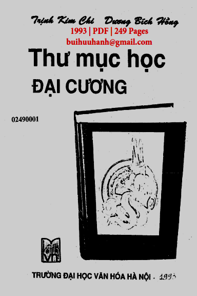 Thư Mục Học Đại Cương (NXB Đại Học Văn Hóa 1993) - Trịnh Kim Chi, 249 Trang
