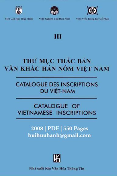 Thư Mục Thác Bản Văn Khắc Hán Nôm Việt Nam Tập 4 (NXB Văn Hóa Thông Tin 2008) - Trịnh Khắc Mạnh