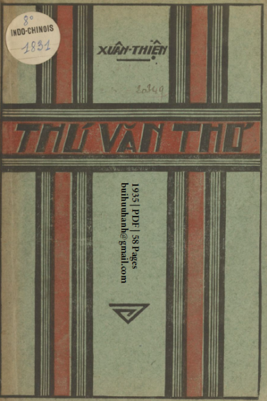 Thú Văn Thơ (NXB Đông Tây 1935) - Xuân Thiện, 58 Trang