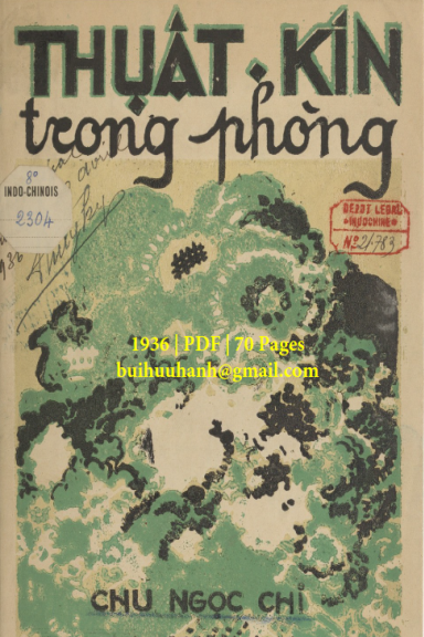 Thuật Kín Trong Phòng (NXB Thụy Ký 1936) - Chu Ngọc Chí, 70 Trang