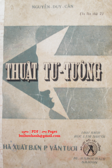 Thuật Tư Tưởng (NXB Phạm Văn Tươi 1952) - Nguyễn Duy Cần, 270 Trang