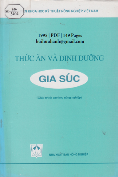 Thức Ăn Và Dinh Dưỡng Gia Súc (NXB Nông Nghiệp 1995) - Bùi Đức Lũng, 149 Trang