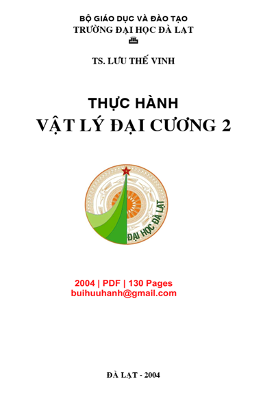 Thực Hành Vật Lý Đại Cương 2 (NXB Đà Lạt 2004) - Lưu Thế Vinh, 130 Trang