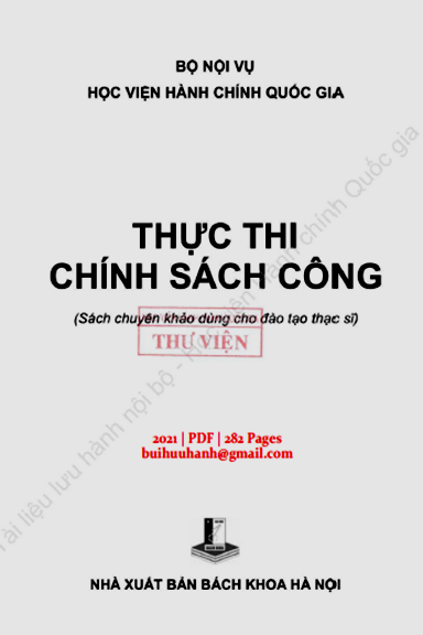 Thực Thi Chính Sách Công (NXB Bách Khoa 2021) - Nguyễn Hữu Hải, 282 Trang
