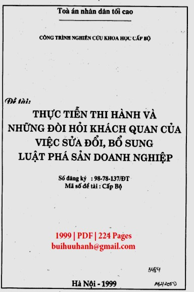 Thực Tiễn Thi Hành Và Những Đòi Hỏi Khách Quan Của Việc Sửa Đổi, Bổ Sung Luật Phá Sản Doanh Nghiệp