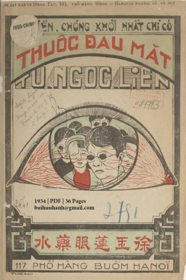 Thuốc Đau Mắt (NXB Đông Tây 1934) - Từ Ngọc Liên, 36 Trang