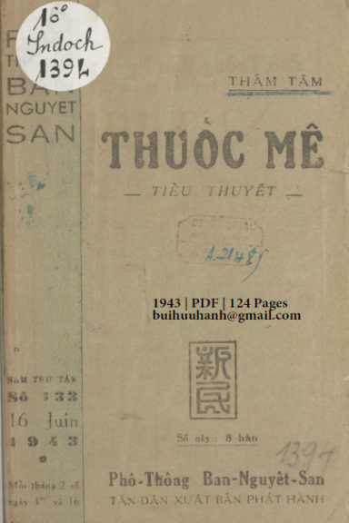 Thuốc Mê (NXB Tân Dân 1943) - Thâm Tâm, 124 Trang