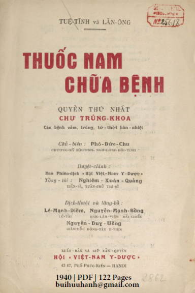Thuốc Nam Chữa Bệnh Quyển 1 (NXB Việt Nam Y Dược 1940) - Tuệ Tĩnh, 122 Trang