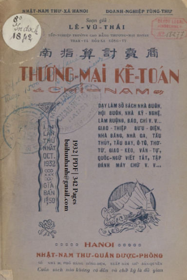 Thương Mại Kế Toán Chỉ Nam (NXB Nhật Nam 1932) - Lê Vũ Thái, 342 Trang