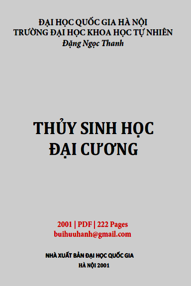 Thủy Sinh Học Đại Cương (NXB Đại Học Quốc Gia 2001) - Đặng Ngọc Thanh, 222 Trang