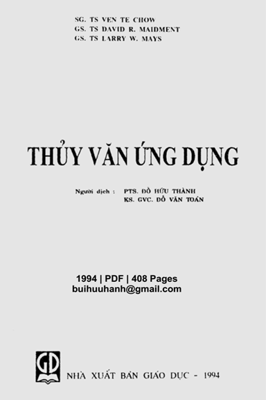 Thủy Văn Ứng Dụng (NXB Giáo Dục 1994) - Ven Te Chow, 408 Trang