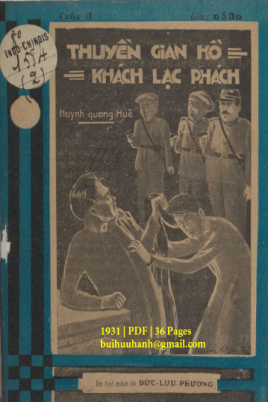 Thuyền Giang Hồ Khách Lạc Phách Cuốn 2 (NXB Đức Lưu Phương 1931) - Huỳnh Quang Huê, 36 Trang