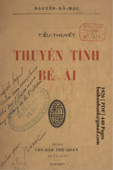 Thuyền Tình Bể Ái (NXB Tân Dân 1926) - Nguyễn Đỗ Mục, 440 Trang