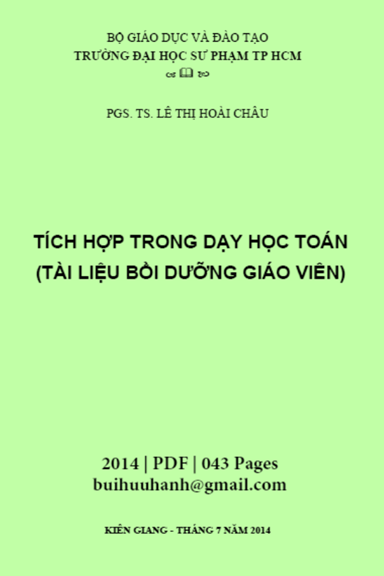 Tích Hợp Trong Dạy Học Toán (NXB Kiên Giang 2014) - Lê Thị Hoài Châu, 43 Trang