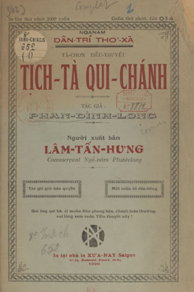 Tịch Tà Qui Chánh Cuốn 1 (NXB Dân Trí Thơ Xã 1928) - Phan Đình Long, 36 Trang