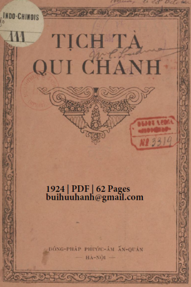 Tịch Tà Qui Chánh (NXB Đông Pháp Phước Âm 1924) - Trần Ất Sơn, 62 Trang