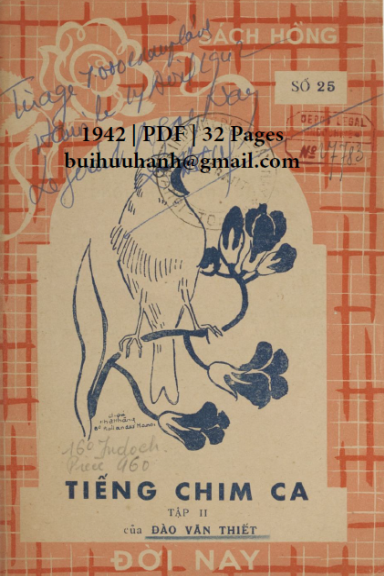 Tiếng Chim Ca Tập 2 (NXB Đời Nay 1942) - Đào Văn Thiết, 32 Trang