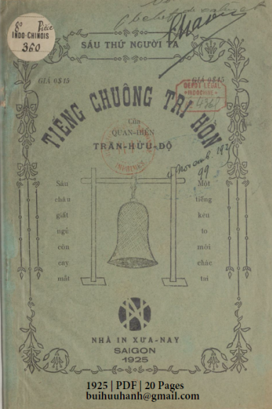 Tiếng Chuông Tri Hồn (NXB Xưa Nay 1925) - Trần Hữu Độ, 20 Trang
