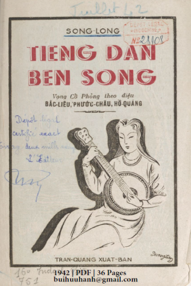 Tiếng Đàn Bên Sông (NXB Trần Quang 1942) - Song Long, 36 Trang