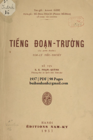 Tiếng Đoạn Trường (NXB Trung Bắc Tân Văn 1937) - André Gide, 98 Trang