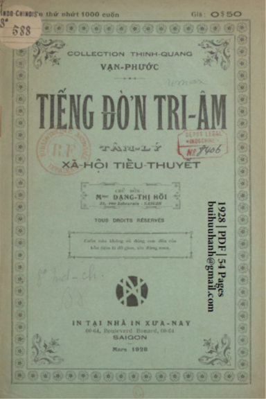 Tiếng Đờn Tri Âm (NXB Xưa Nay 1928) - Vạn Phước, 54 Trang