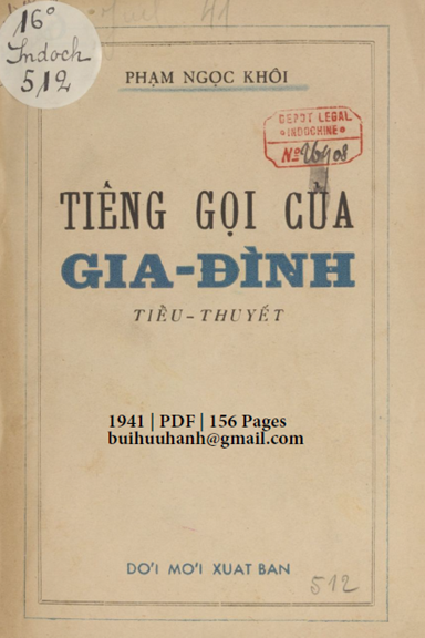 Tiếng Gọi Của Gia Đình (NXB Đời Mới 1941) - Phạm Ngọc Khôi, 156 Trang