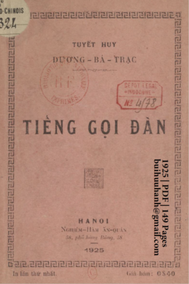 Tiếng Gọi Đàn (NXB Nghiêm Hàm 1925) - Dương Bá Trạc, 149 Trang