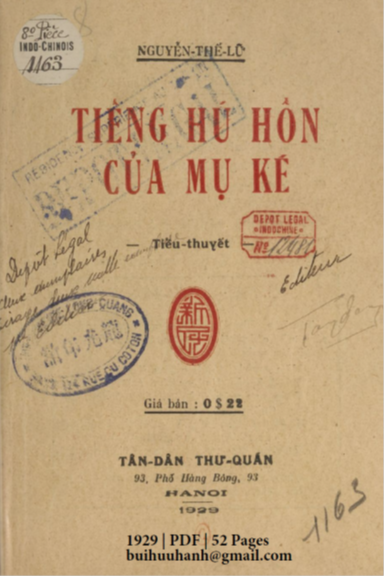 Tiếng Hú Hồn Của Mụ Ké (NXB Tân Dân 1929) - Nguyễn Thế Lữ, 52 Trang