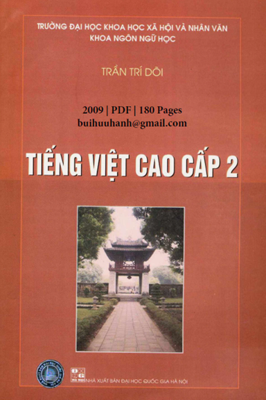 Tiếng Việt Cao Cấp 2 (NXB Đại Học Quốc Gia 2009) - Trần Trí Dõi, 180 Trang