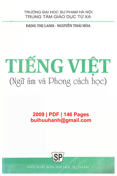 Tiếng Việt-Ngữ Âm Và Phong Cách Học (NXB Đại Học Sư Phạm 2009) - Đặng Thị Lanh, 146 Trang