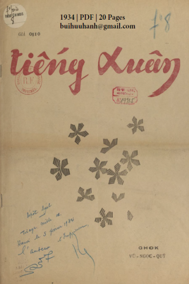 Tiếng Xuân (NXB Đông Tây 1934) - Vũ Ngọc Quỹ, 20 Trang