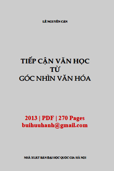 Tiếp Cận Văn Học Từ Góc Nhìn Văn Hóa (NXB Đại Học Quốc Gia 2013) - Lê Nguyên Cẩn, 270 Trang
