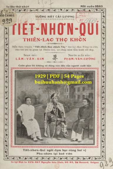 Tiết Nhơn Quí Thiên Lao Thọ Khổn (NXB Xưa Nay 1929) - Lâm Vân Kim, 54 Trang