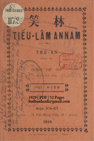 Tiếu Lâm Annam Quyển 2 (NXB Ích Ký 1929) - Thọ An, 52 Trang