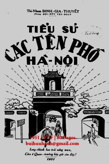Tiểu Sử Các Tên Phố Hà Nội (NXB Thanh Sơn 1951) - Đinh Gia Thuyết, 80 Trang