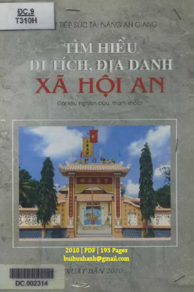 Tìm Hiểu Di Tích Địa Danh Xã Hội An (NXB An Giang 2010) - Ông Kim Khải, 193 Trang