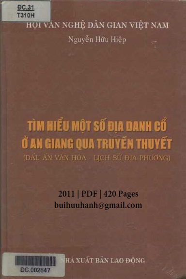 Tìm Hiểu Một Số Địa Danh Cổ Ở An Giang Qua Truyền Thuyết (NXB Lao Động 2011) - Nguyễn Hữu Hiệp