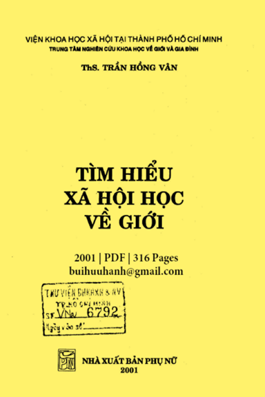 Tìm Hiểu Xã Hội Học Về Giới (NXB Phụ Nữ 2001) - Trần Hồng Vân, 316 Trang