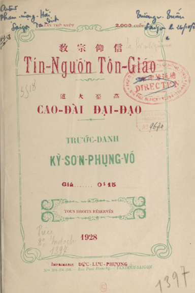 Tín Ngưỡng Tôn Giáo (NXB Đức Lưu Phương 1928) - Phạm Mộng Hải, 30 Trang