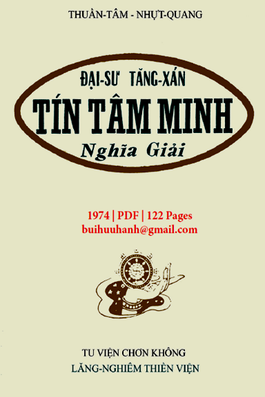 Tín Tâm Minh Nghĩa Giải (NXB Tri Thức 1974) - Tăng Xán, 122 Trang