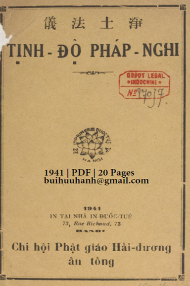 Tịnh Độ Pháp Nghi (NXB Đuốc Tuệ 1941) - Nhiều Tác Giả, 20 Trang
